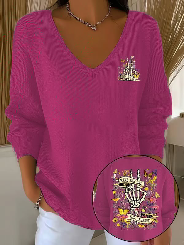 🔥Buy 3 Get 15% Off🔥Women's  Flower skull hand gesture Of WDNC Club We Do Not Care Menopause Perimenopause Print    Sweatshirt