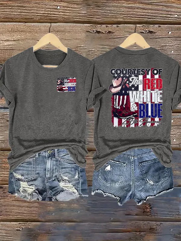 T-Shirt Donna "Courtesy Of Red White And Blue", Anniversario 250 Anni Libertà