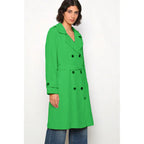 Trench-coat, doublé, à revers, croisé, avec ceinture, poches avant, vêtement féminin confortable, élégant et polyvalent, adapté à toutes les occasions, formelles ou décontractées, particulièrement adapté pour l'automne, l'hiver et le printemps.