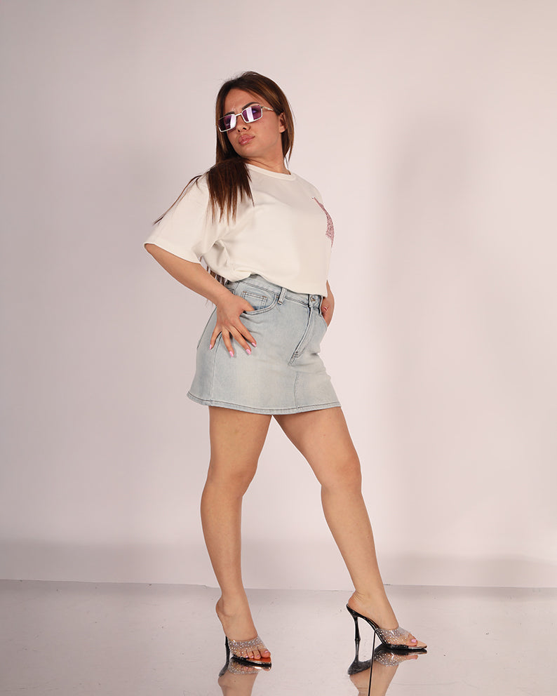 Gonna jeans Pink