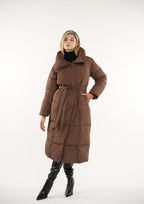 Veste longue boutonnée ceinturée, déperlante