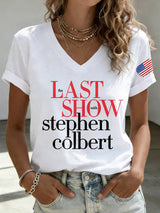🔥Buy 3 Get 15% Off🔥V-Neck Retro Last Show Print T-Shirt