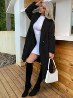 Manteau en fausse fourrure uni avec poches et boutons, col à revers et manches longues, tenue décontractée pour l'automne et l'hiver, vêtements pour femmes pour un usage quotidien