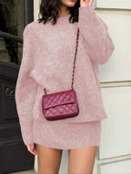 Set due pezzi autunno inverno da donna, stile elegante per il lavoro e il tempo libero, eleganza casual con top e gonna in maglia, perfetto per uscite alla moda, abbigliamento femminile