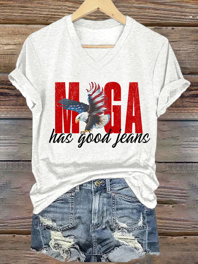 🔥Acquista 3 e ottieni il 15% di sconto🔥T-Shirt con Stampa Jeans Retrò con Scollo a V