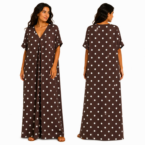 Abito Lungo Oversize da Donna a Pois Taglio Fluido Chic Estivo