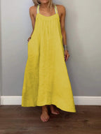 Robe nuisette femme en coton et lin uni