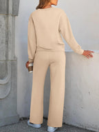 Set sportivo casual da donna 2 pezzi manica lunga con tasche, elegante completo atletico a gamba larga per tutte le stagioni, moda comoda e aderente