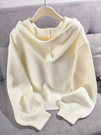 Felpa con cappuccio a maniche lunghe in maglia larga con cerniera, morbida, comoda, dal design unico per l'autunno e l'inverno, top elegante, abbigliamento femminile
