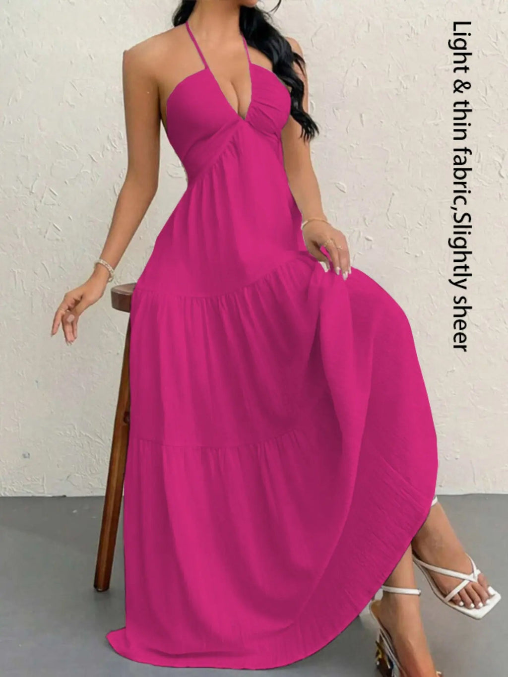 Robe unie pour femme, vêtements d'été pour femme, robe décontractée sans manches et dos nu pour les vacances à la plage, vêtements d'été pour femme