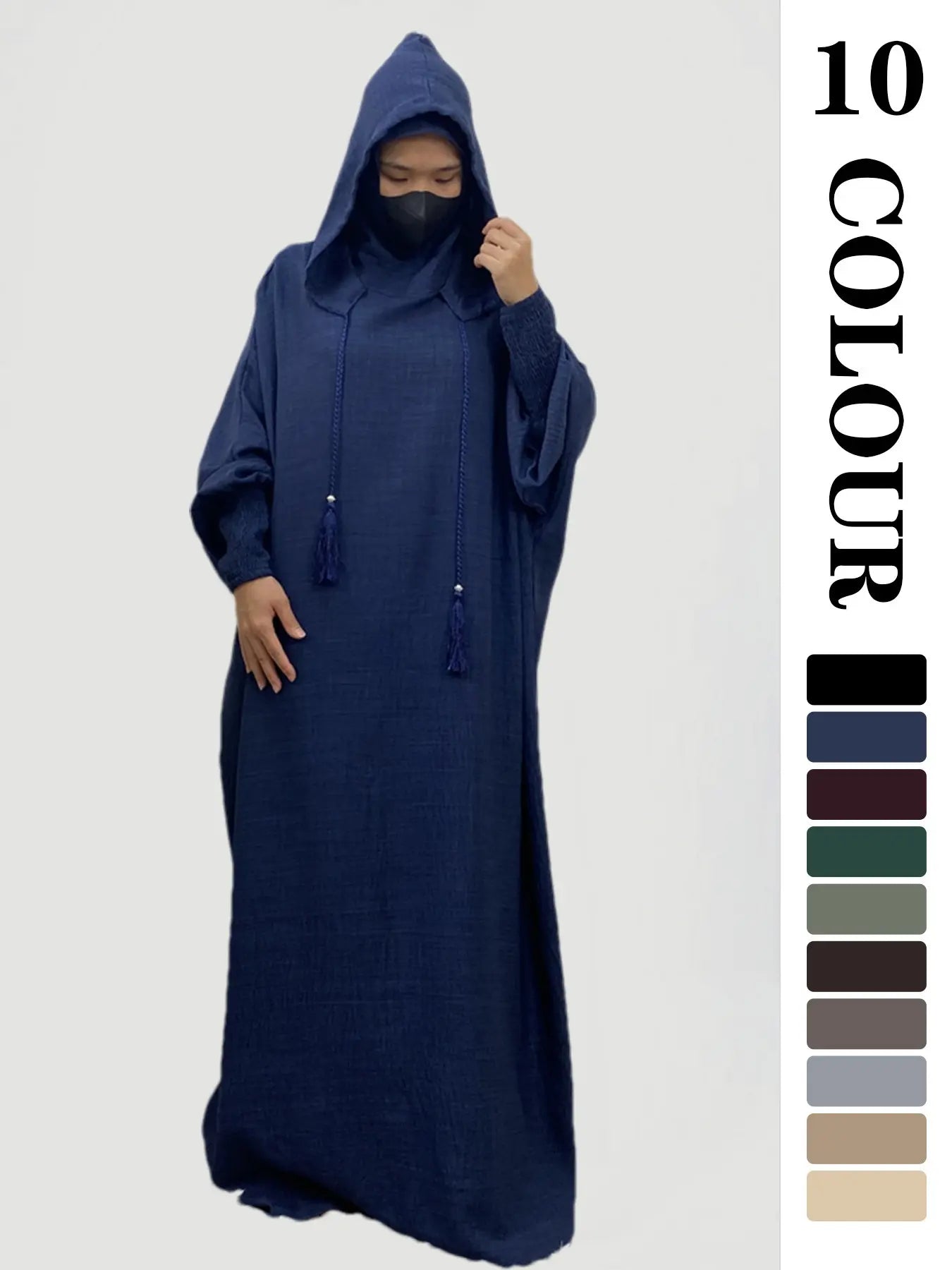 Vestito intero da donna con cappuccio, vestito casual a manica lunga per autunno e inverno, abbigliamento islamico da donna per uso quotidiano, abbigliamento musulmano modesto