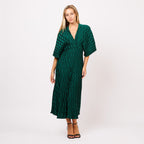 [2026.COUTURE] Abito midi plissettato con maniche kimono