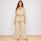 [2026] Capri, Ensemble Chemise et Pantalon Coordonné Avec Cordon de Serrage à la Taille