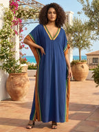 Robe longue décontractée pour femme Kaftan Oversize Chic Bohème Robe de maison Vêtements de plage Maillot de bain Cache-maillot Vêtement d'intérieur Bohème Été Vacances