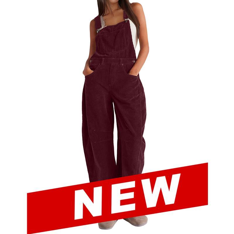 Salopette en velours côtelé pour femmes, pantalon large à bretelles en velours côtelé, combinaison ample réglable avec poches