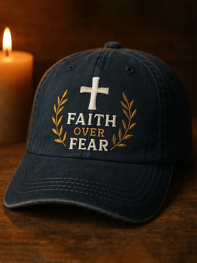 Unisex Washed Cotton Faith Print Hat