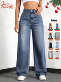 Jean en jean avec poches et taille élastique pour femme, pantalon décontracté et confortable pour toutes les saisons, parfait pour toute occasion décontractée, vêtement en jean