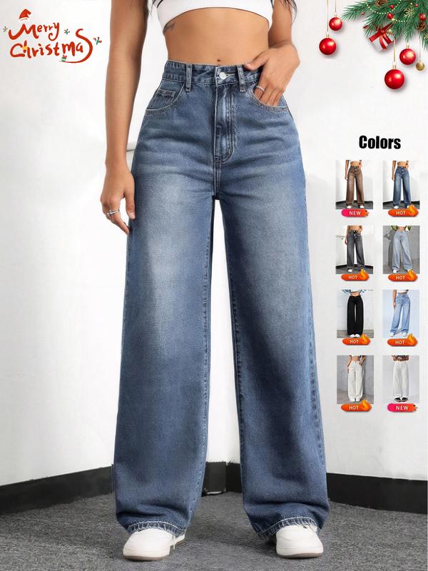Jean en jean avec poches et taille élastique pour femme, pantalon décontracté et confortable pour toutes les saisons, parfait pour toute occasion décontractée, vêtement en jean