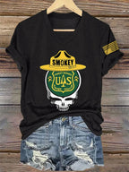 V-Neck Retro Resist Save The Forest Service Print T-Shirt