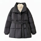 Giacca da donna Premium Piumino imbottito con cintura a mezza lunghezza, Cappotto casual da donna, Cappotto invernale da donna idrorepellente Classico trapuntato, Capospalla con tasca grande