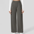 Pantaloni da Lavoro a Vita Alta con Tasche e Gamba Dritta, Abiti Business Casual da Donna, Abbigliamento Sportivo e da Esterno da Donna