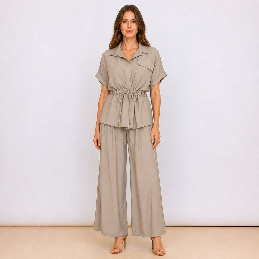 [2026] Capri, Completo Camicia Con Coulisse In Vita E Pantalone Coordinato