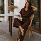 [2026] Capri, Ensemble Chemise et Pantalon Coordonné Avec Cordon de Serrage à la Taille