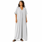Robe longue, ample et fluide à col en V pour femme – chic et confortable pour l'été.