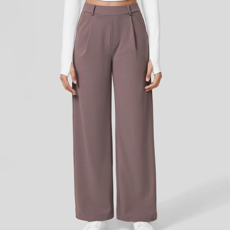 Pantaloni da Lavoro a Vita Alta con Tasche e Gamba Dritta, Abiti Business Casual da Donna, Abbigliamento Sportivo e da Esterno da Donna