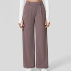 Pantaloni da Lavoro a Vita Alta con Tasche e Gamba Dritta, Abiti Business Casual da Donna, Abbigliamento Sportivo e da Esterno da Donna