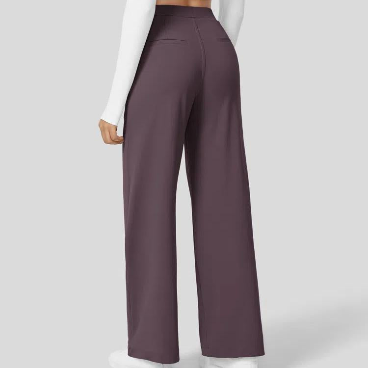 Pantaloni da Lavoro a Vita Alta con Tasche e Gamba Dritta, Abiti Business Casual da Donna, Abbigliamento Sportivo e da Esterno da Donna