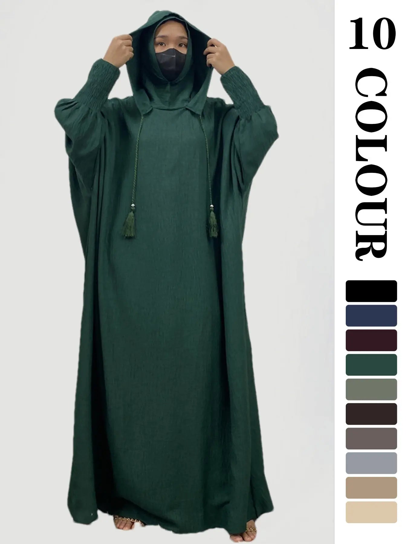 Vestito intero da donna con cappuccio, vestito casual a manica lunga per autunno e inverno, abbigliamento islamico da donna per uso quotidiano, abbigliamento musulmano modesto