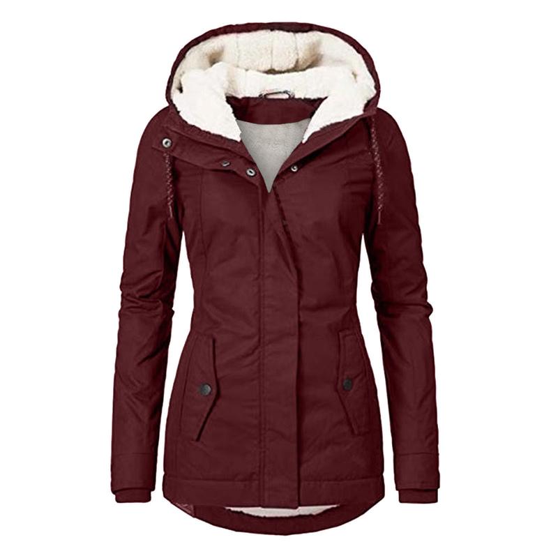 Parka d'hiver en coton épais avec doublure en polaire, manteau chaud à capuche mi-long, coupe ajustée, manches longues, en fausse fourrure noire, pour un style élégant et décontracté - Vestes