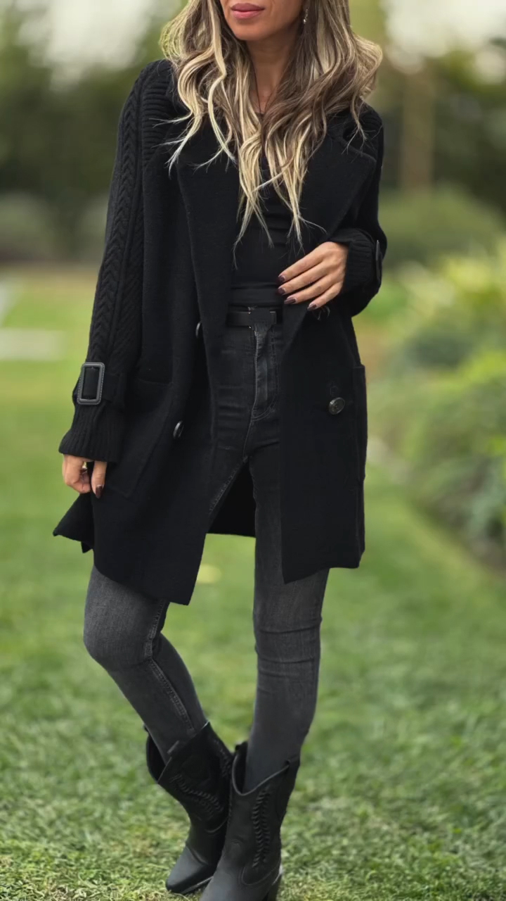 Manteau décontracté avec col et empiècements pour femme