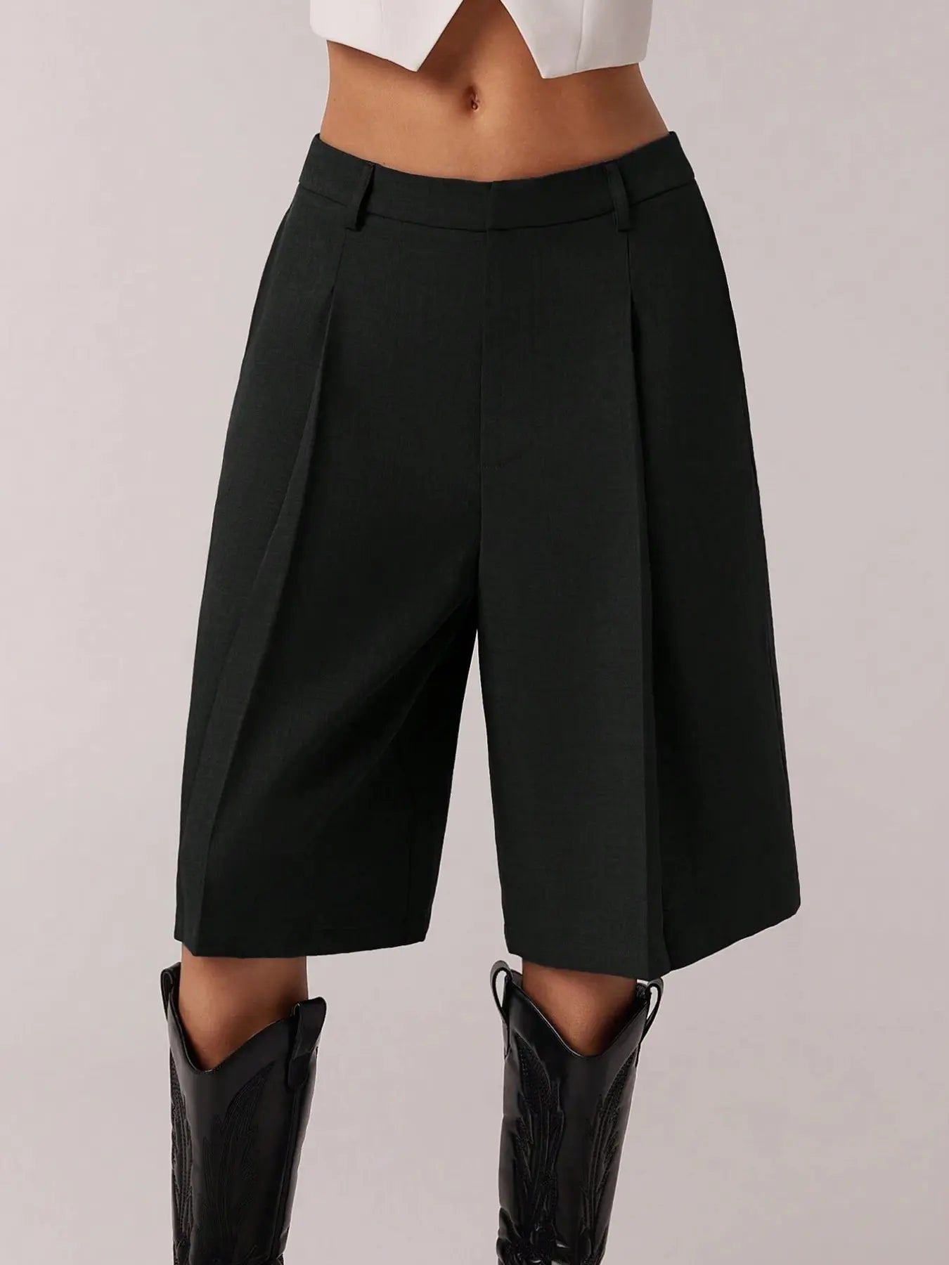 Short Bermuda Femme Uni Simple de Navette, Short Décontracté d'Affaires Toutes Saisons, Élégant et Confortable
