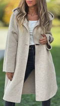 Manteau décontracté à capuche et col rond pour femme