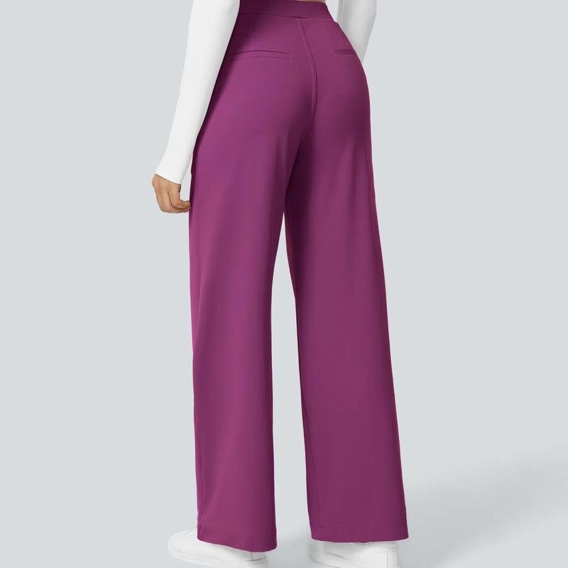 Pantaloni da Lavoro a Vita Alta con Tasche e Gamba Dritta, Abiti Business Casual da Donna, Abbigliamento Sportivo e da Esterno da Donna