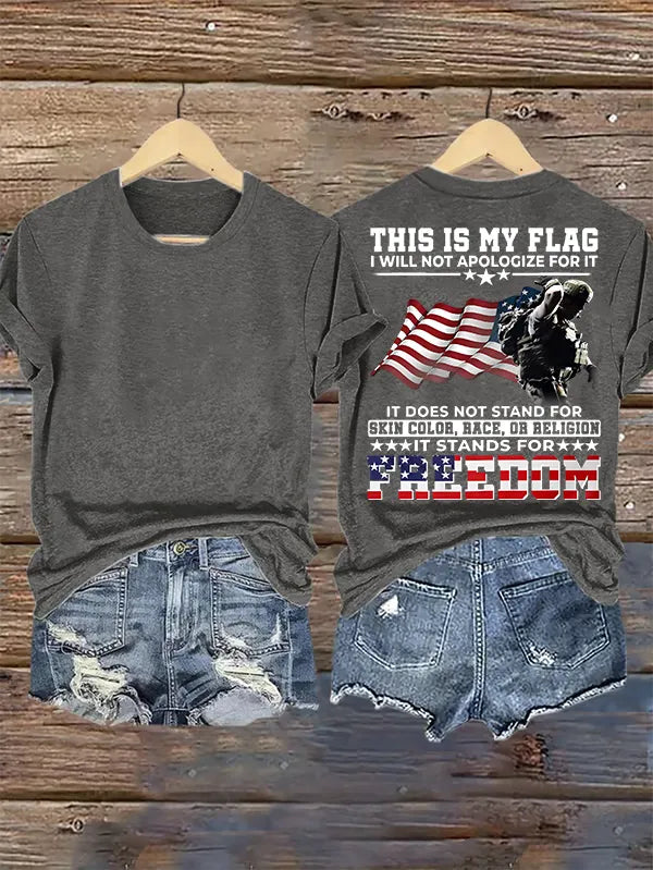 T-shirt da donna con stampa "THIS IS MY FLAG"