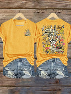 🔥Buy 3 Get 15% Off🔥Women's  Flower skull hand gesture Of WDNC Club We Do Not Care Menopause Perimenopause Print T-Shirt