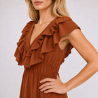 [2026.NOHO] Carmen, Vestito Lungo Con Balze E Volant Sullo Scollo A V