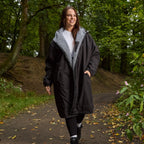 Peignoir de Séchage Imperméable Coupe-Vent, Robe de Changement Doublée Polaire Sherpa Douce, Manteau Veste à Capuche Surdimensionné à Manches Longues pour Enfants, Adultes, Hommes, Femmes, Surf, Plage, Natation, Restez au Sec