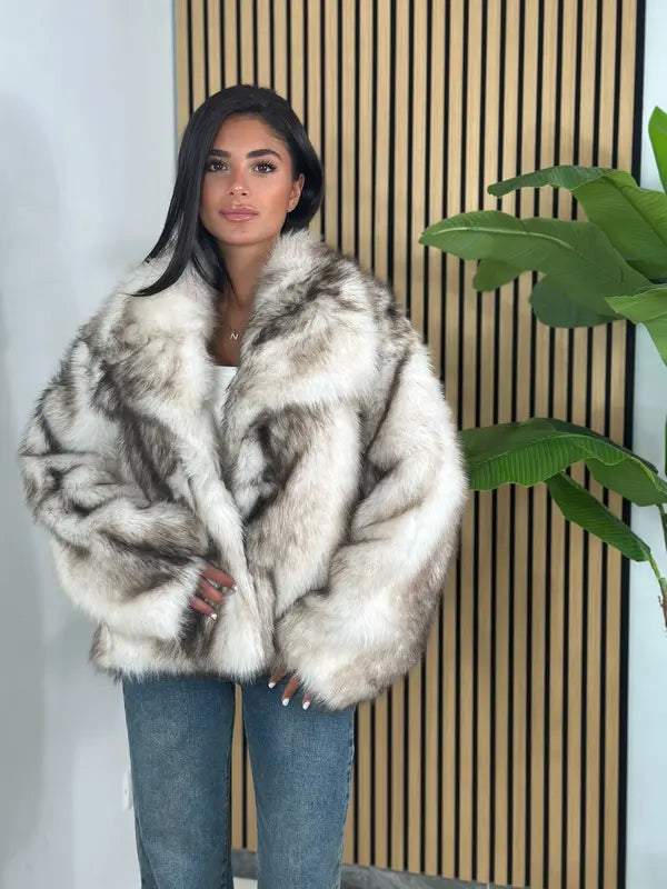 Veste en fausse fourrure unie pour femme, manteau décontracté à col et manches longues pour l'automne et l'hiver, vêtements quotidiens pour femme, hauts mignons