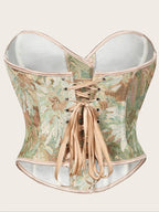 Top modellante floreale da donna, corsetto alla moda con chiusura a lacci, modellante controllo pancia da donna, modellante regolabile