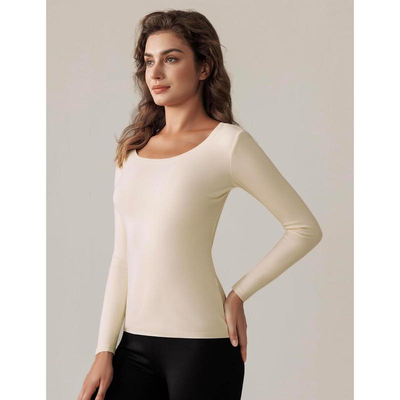 Haut thermique à manches longues pour femme, doublure en polaire, sous-vêtement ultra doux, couche de base pour femme par temps froid
