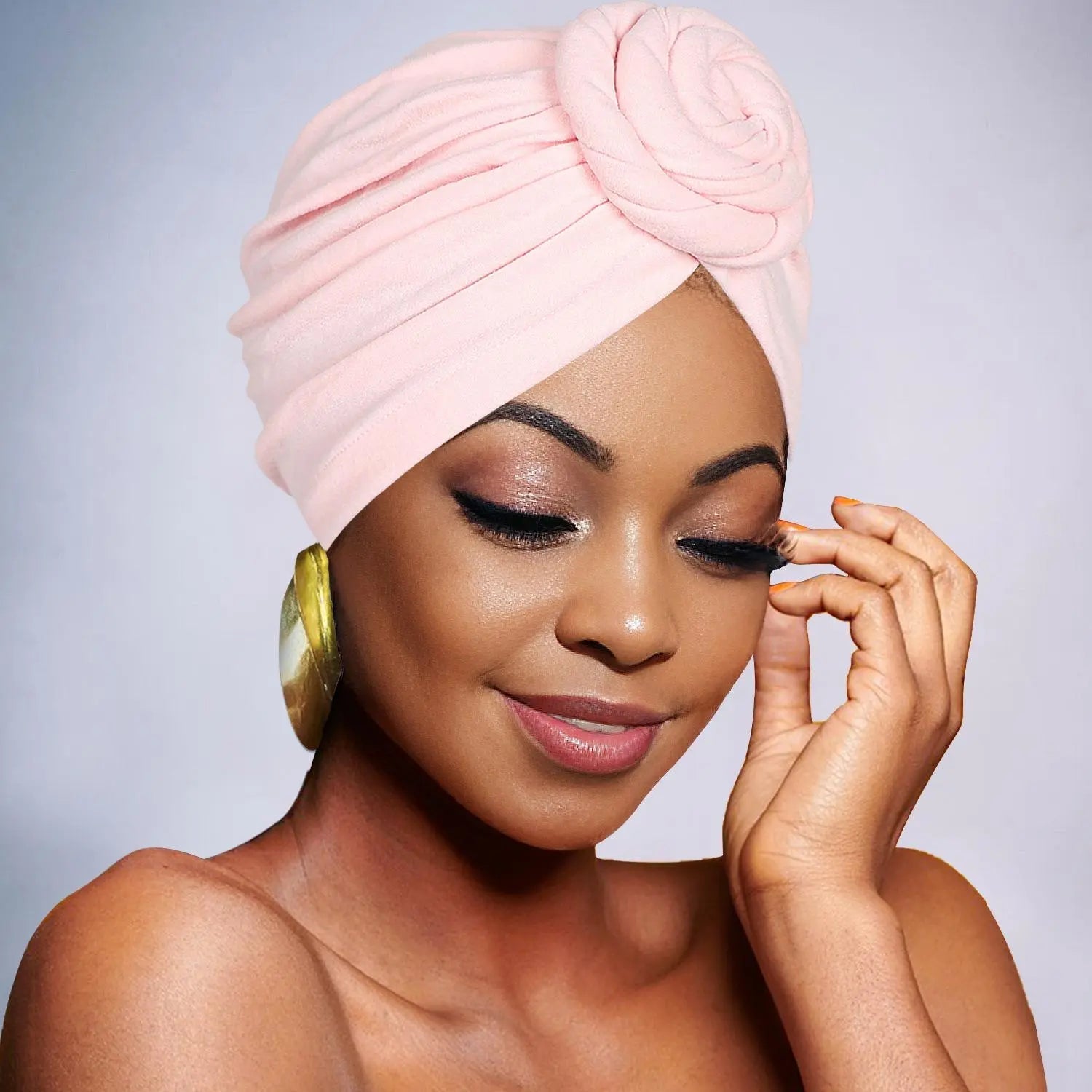 Chapeau turban élégant de couleur unie avec fleur pour femme, foulard décontracté et tendance, accessoires de mode pour un usage quotidien