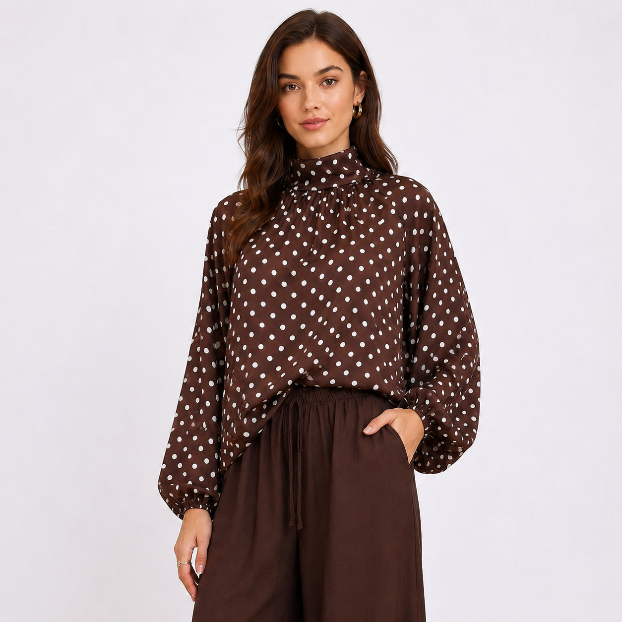 [2026.COUTURE] Camicia A Pois Con Fiocco Sul Retro