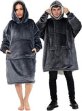 Couverture Sweat à Capuche Géante Homme Femme, Polaire Sherpa Ultra Douce Chaude Confortable Portable, Plaid Couverture à Manches pour Adultes Ados avec Grande Poche