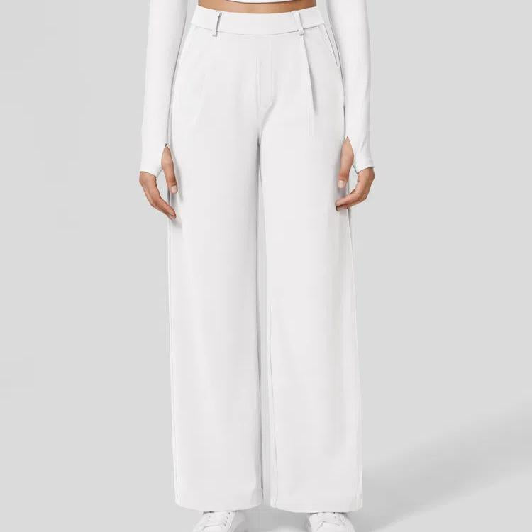 Pantaloni da Lavoro a Vita Alta con Tasche e Gamba Dritta, Abiti Business Casual da Donna, Abbigliamento Sportivo e da Esterno da Donna