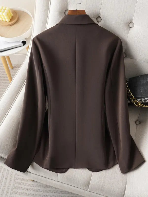 Veste blazer élégante à un bouton pour femme, manteau à manches longues et coupe ajustée pour le bureau, vêtement d'extérieur mode automne et hiver
