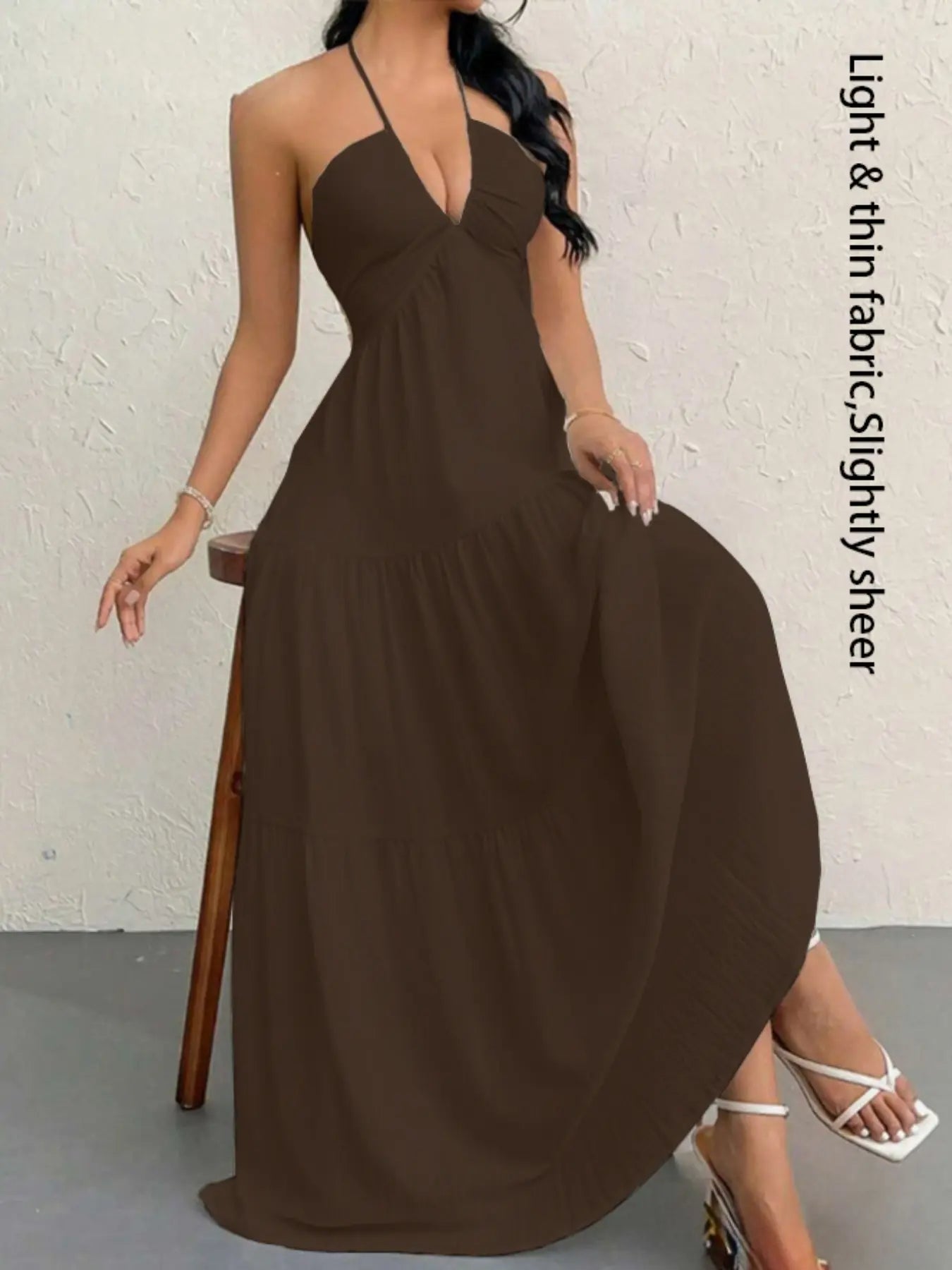 Robe unie pour femme, vêtements d'été pour femme, robe décontractée sans manches et dos nu pour les vacances à la plage, vêtements d'été pour femme